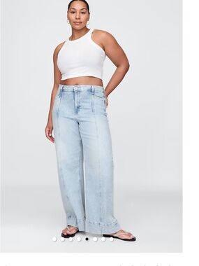 GAP Light Blue Wide-Leg Seamed Jeans